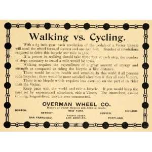  1895 Ad Overman Wheel Victor Bikes Better Than Walking 