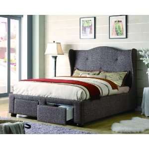   Cleo Brown Tweed Storage Wing Bed   Coaster 300244Q Furniture & Decor