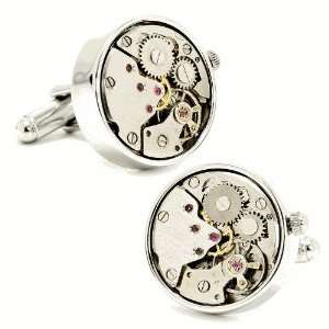 Steampunk Silver Watch Movement Cufflinks: Jewelry