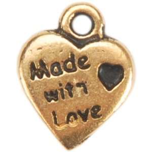  Charms Gold Made w/Love Heart Electronics