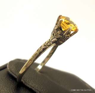   Genuine Yellow Tourmaline Filigree 925 Sterling Silver Ring  
