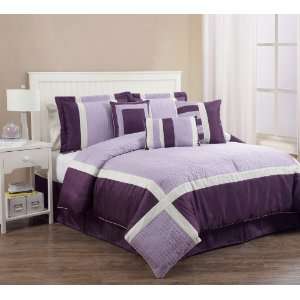  7Pcs King Blaine Purple and Lilac Comforter Bedding Set 
