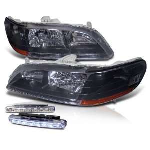   Black Amber Head Lights + LED Bumper Fog Lamp Pair Set New: Automotive