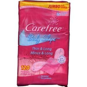  Carefree Body Shape Pantiliners, Thin & Long, Unscented 