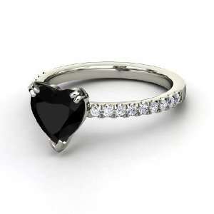 Carina Ring, Heart Black Onyx 14K White Gold Ring with 
