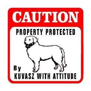  CAUTION: KUVASZ with attitude dog pet sign: Home & Kitchen