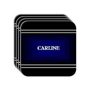 Personal Name Gift   CARLINE Set of 4 Mini Mousepad Coasters (black 