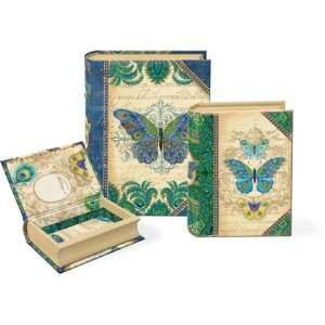 Punch Studio Peacock Butterfly Small Nesting Book Boxes:  