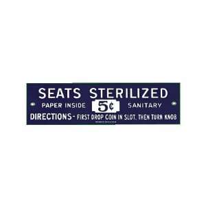  Seats Sterilized Toilet Blue Porcelain Metal Tin Sign 