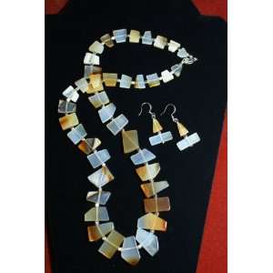  Hand crafted Stone Necklace and Earings 