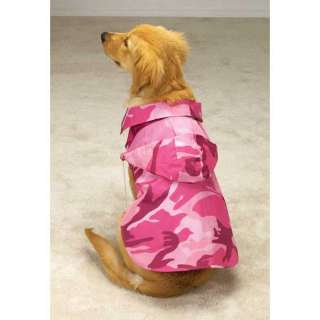 PINK CAMO RAIN JACKET Dog Coat Reversible w Hood Raincoat Slicker 