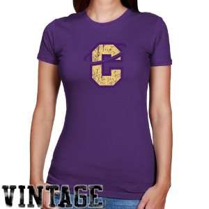 NCAA Carroll College Fighting Saints Ladies Purple Distressed Logo 