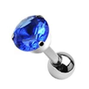  16g Cartilage Earring Piercing Stud with 5mm Blue Round Cz 