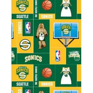 60 Wide NBA Seattle Sonics Polar Fleece Fabric By the Yard:  
