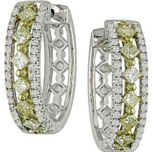    18k Two tone Gold 1ct TDW Colored Diamond Earrings Jewelry