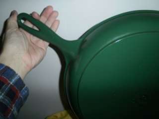 Le Creuset green enamel cast iron frying Pan skillet panini griddle 