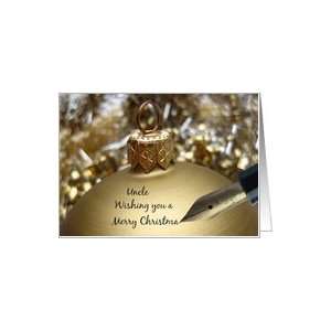  uncle christmas message on golden ornament Card Health 