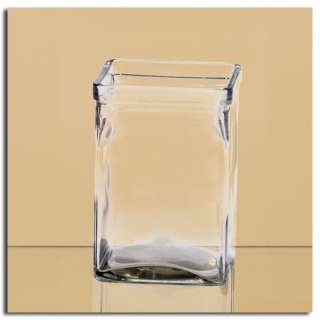 This set of 6 recycled glass square shaped pillar candle holders fit a 