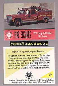   CHEVROLET 3500 BECKER MINI RESCUE FIRE TRUCK ENGINE CARD Olyphant, PA