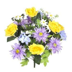   22 Yellow/Purple/Blue Rose/Gerbera/Hydrangea Bush