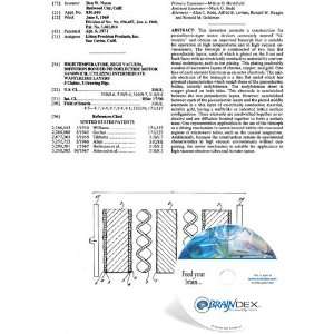  NEW Patent CD for HIGH TEMPERATURE, HIGH VACUUM, DIFFUSION 