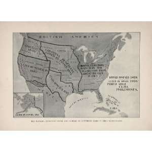  1899 U. S. Territory Louisiana Purchase Territories Map 
