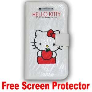  Kitty Flip Leather Cover for Iphone 4g/4s(at&t Only) Jc075e + Free 