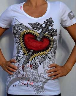 Rebel Spirit Womens FATAL LOVE Short Sleeve V Neck Shirt   GSSV100266 