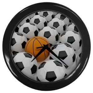  soccer balls Wall Clock (Black): Home & Kitchen