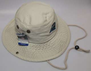 New! NFL Carolina Panthers Beige Fishing Bucket Hat w/ Embroidered 