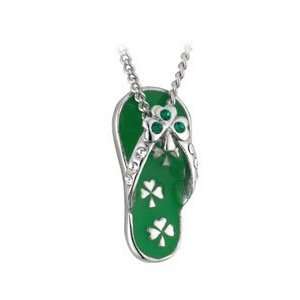  Enamel and Crystal Irish Flip Flop Necklace   Made in Ireland Jewelry