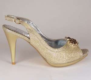 Lady Couture Gold Sparkling Fashion Pump Ladies High Heel   All sizes 