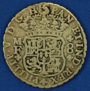 1737 Mexico Spanish Colonial MF Pillar Dollar 8 Reales Silver Coin 