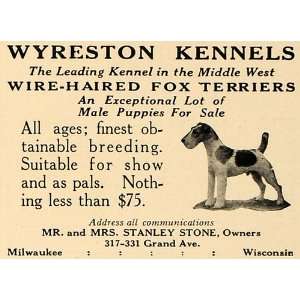 1927 Ad Wyreston Kennels Stanley Stone Milwaukee Dogs   Original Print 