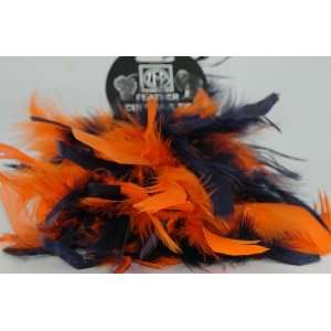  2 Orange & Navy Blue Chandelle Feather Hair Tie Scrunchy 