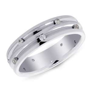    14K White Gold Channel Set Diamond Band Ring Size 10.5: Jewelry