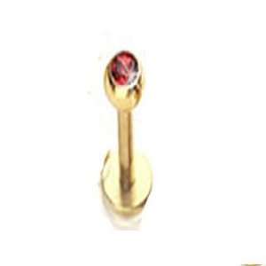    3mm Red Cz Gem Gold Plated Labret Lip Ring Chin Monroe L12 Jewelry