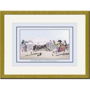   /Matted Print 17x23, Spanish Bull Fighting, No. 8