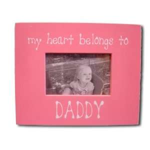   Funky Pink Picture Frame with saying My heart belongs to  Baby