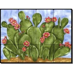 Beavertail Cacti by Sara Mullen   Southwest Art Tumbled Marble Tile 