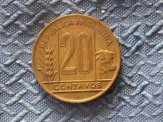 1945 WWII REPUBLICA ARGENTINA 20 CENTAVOS COIN  
