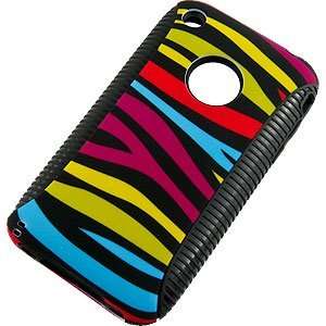  Hybrid Case for iPhone 3G & 3GS, Zebra Stripes (Rainbow 