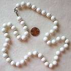 vintage bead necklace mid century lacquered wood creamy white bead 24 