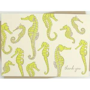  julia rothman seahorses letterpress thank you note set 