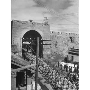  Communist Soldiers Marching Through Gates of Great Wall 