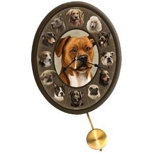 Pit Bull and Friends 11x14 Oval Dog Clock New Made in the USA