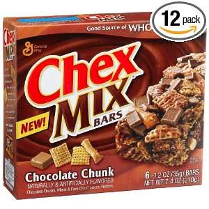 Chex Mix Bar, Chocolate Chunk, 6 Count, 7.4 Ounce Boxes (Pack of 12 
