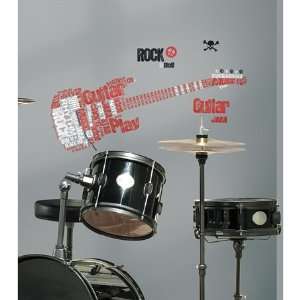  Rock Guitar Peel & Stick Giant Wall Decal 