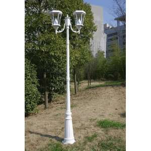  Solar Lamp Post   7 foot with 2 Lights in White Finish 