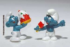 Smurf Lot of 2 Schleich Peyo Figurines Popcycle & Cake  